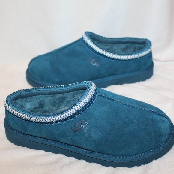 NIB UGG MEN\'S TASMAN SUEDE SHEARLING LINED SLIP ON‎ SLIPPERS MARINE BLUE 12 main image 6